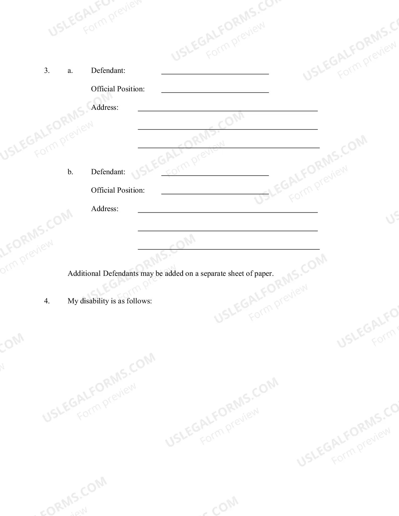 Preview Complaint Pursuant To The Americans With Disabilities Act