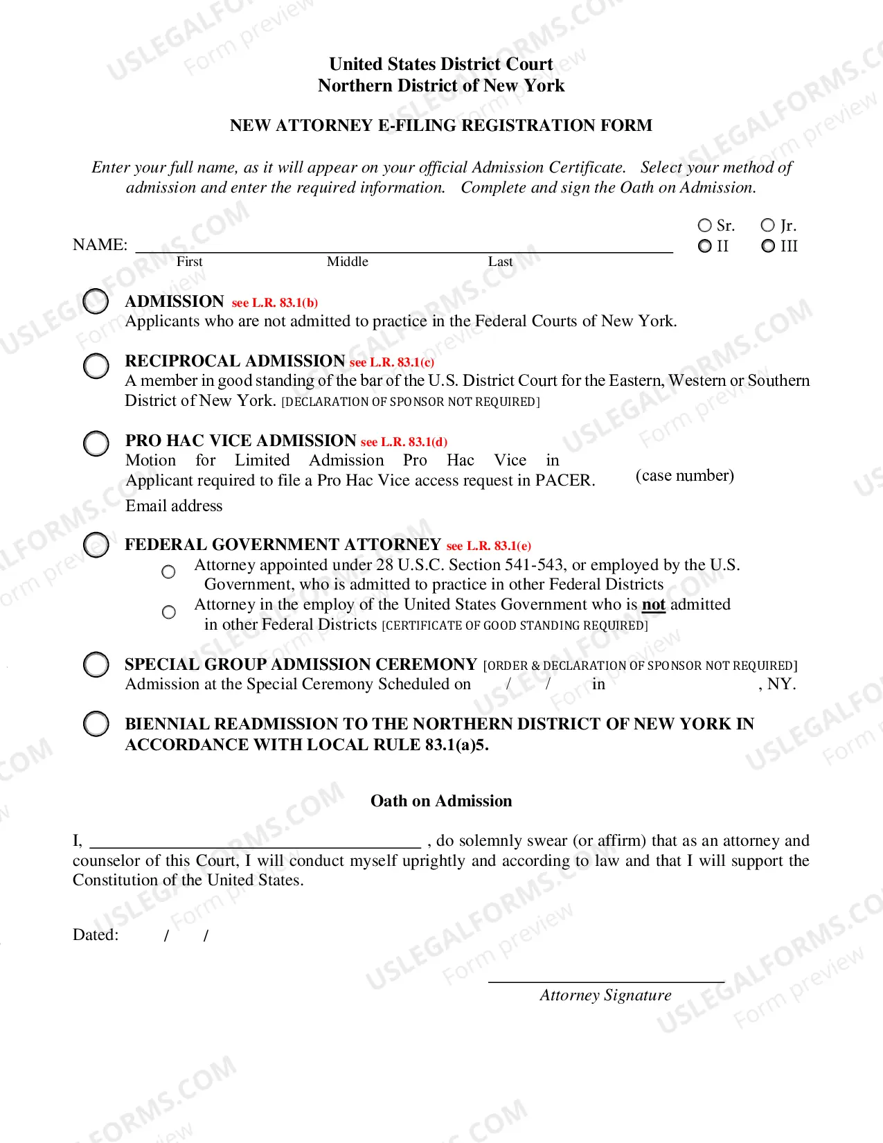 Preview New Attorney E-Filing Registration