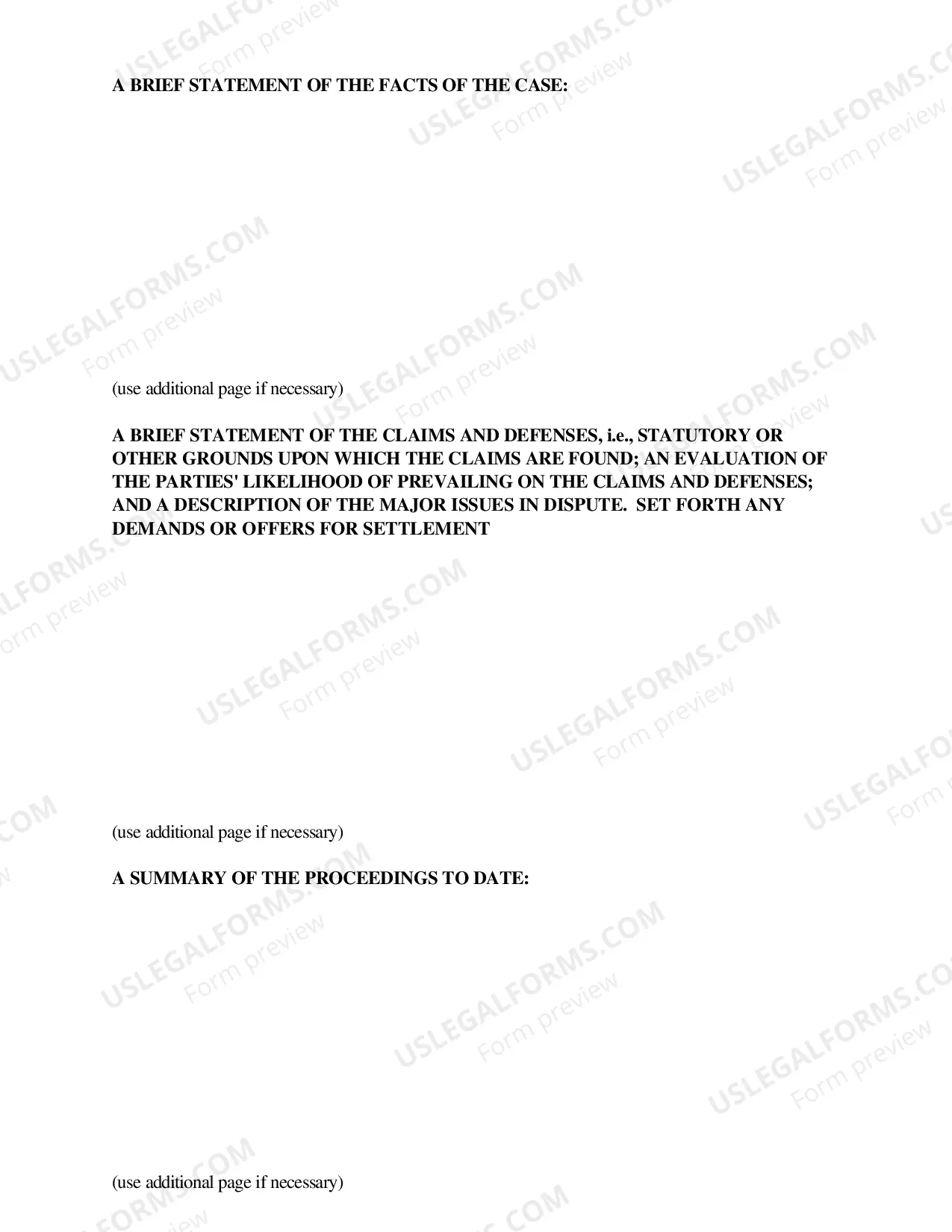 Preview Pre-Trial And Settlement Conference Statement