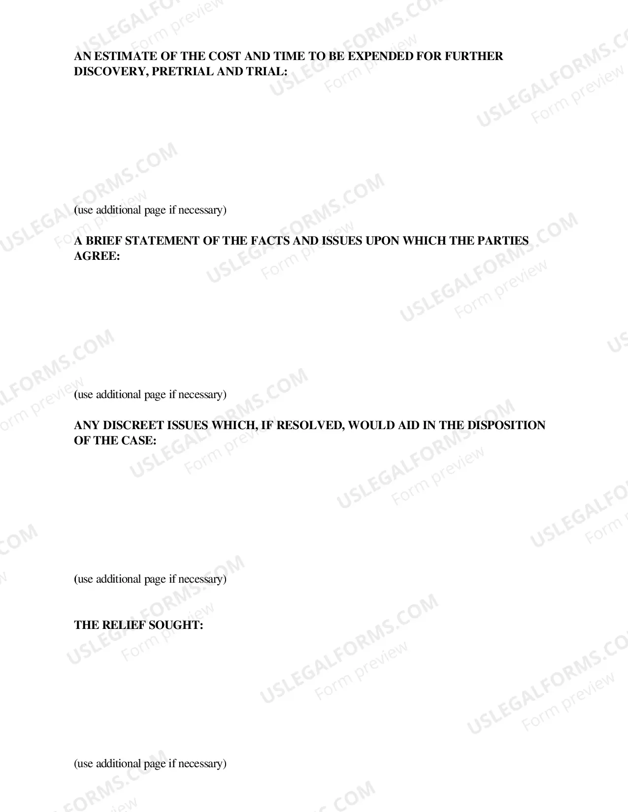 Preview Pre-Trial And Settlement Conference Statement