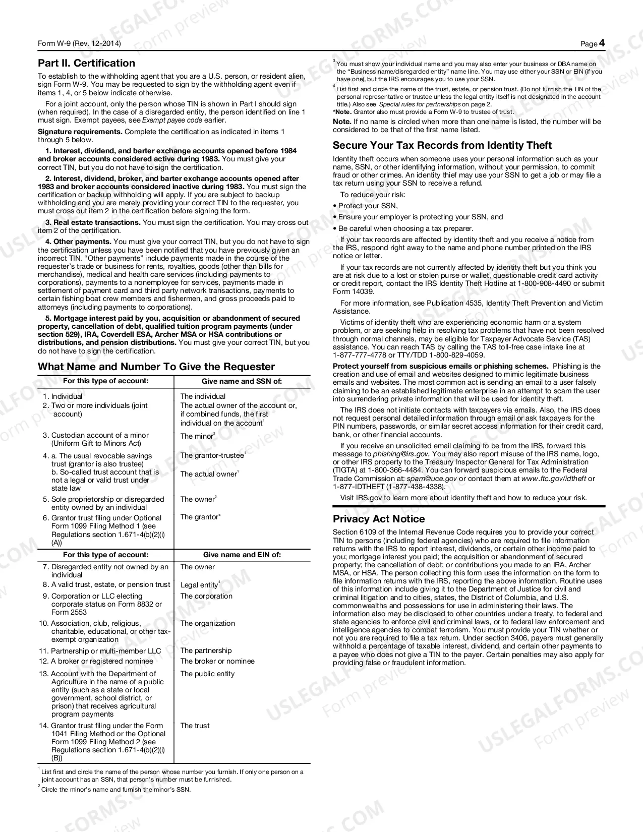 Preview IRS W9 Form