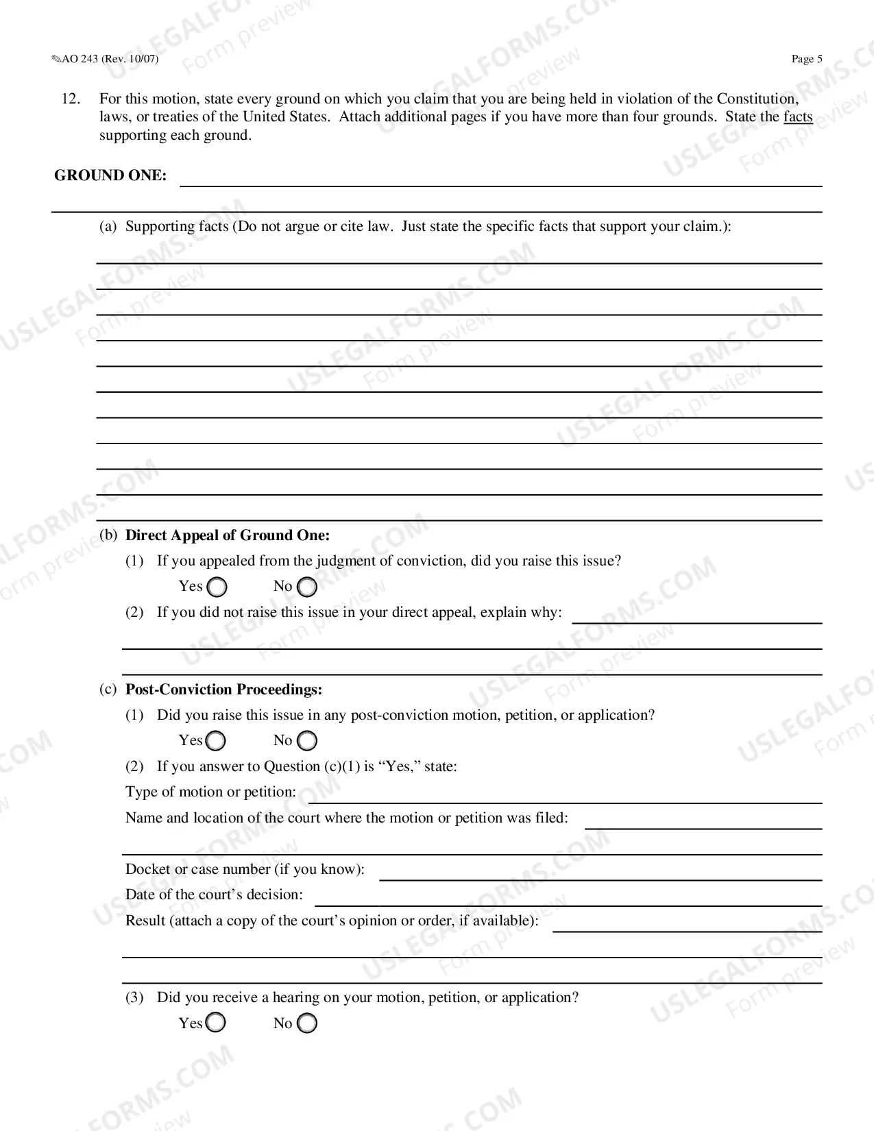 Preview Motion Under 28 USC 2255 to Vacate, Set Aside, or Correct Sentence