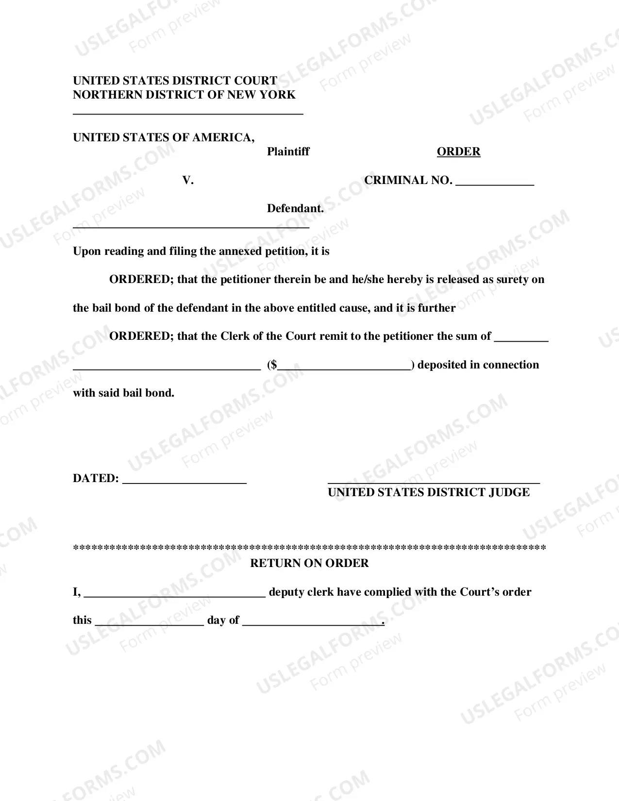 Preview Petition for Return of Cash Bail