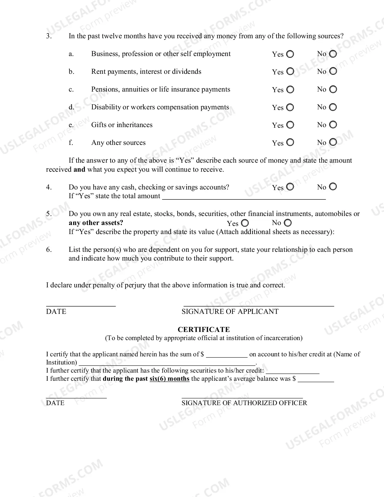 Preview Application to Proceed Without Payment of Fees Inmate