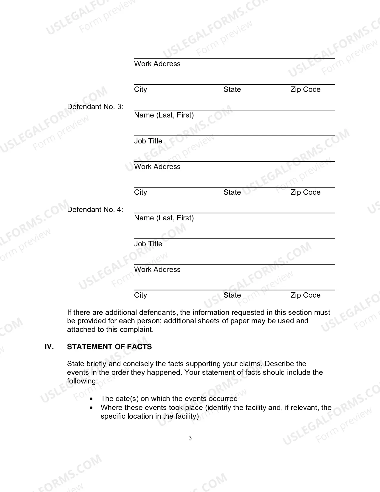 Preview Instructions/Packet for Filing a Civil Action (Inmate)