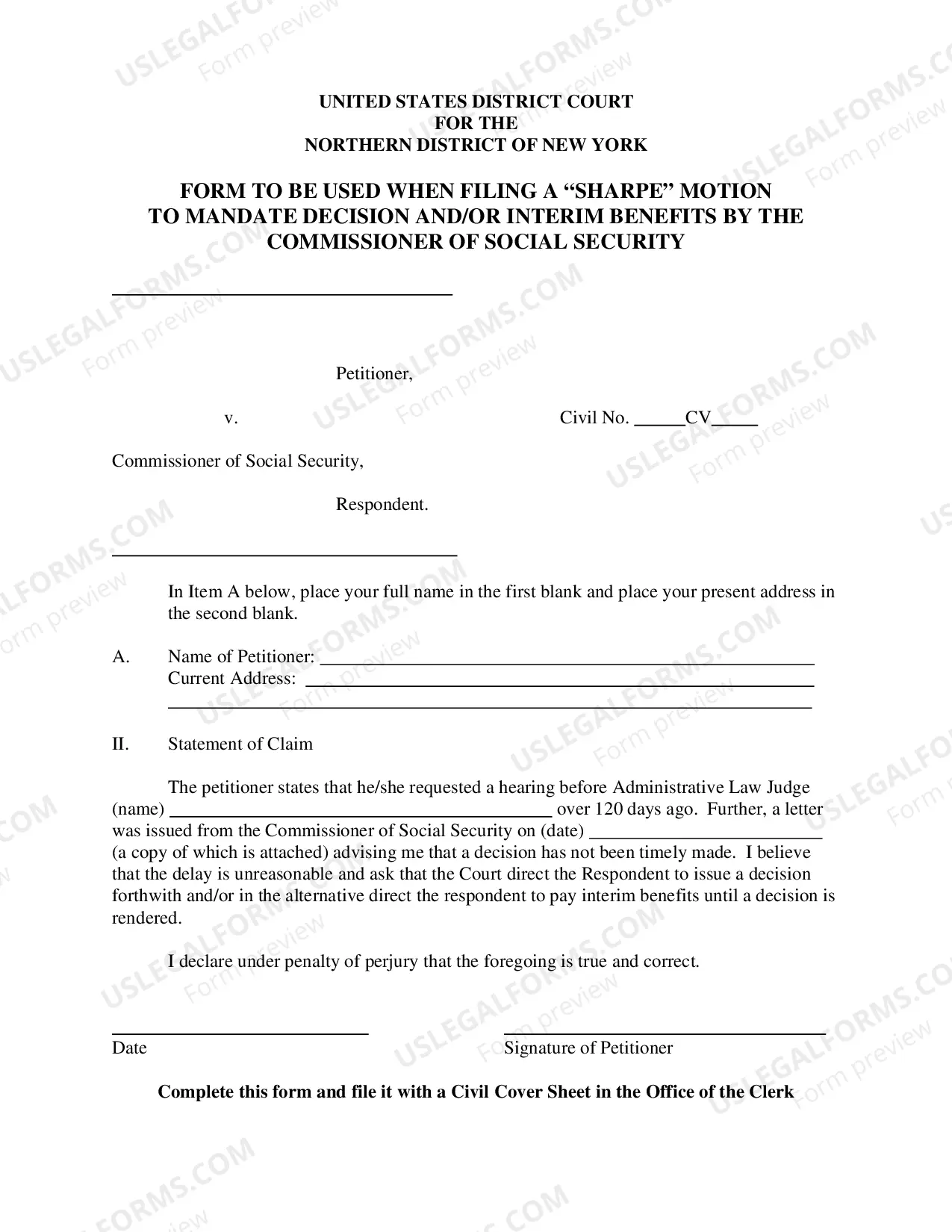 Preview Motion to Mandate Decision and/or Interim Social Security Benefits