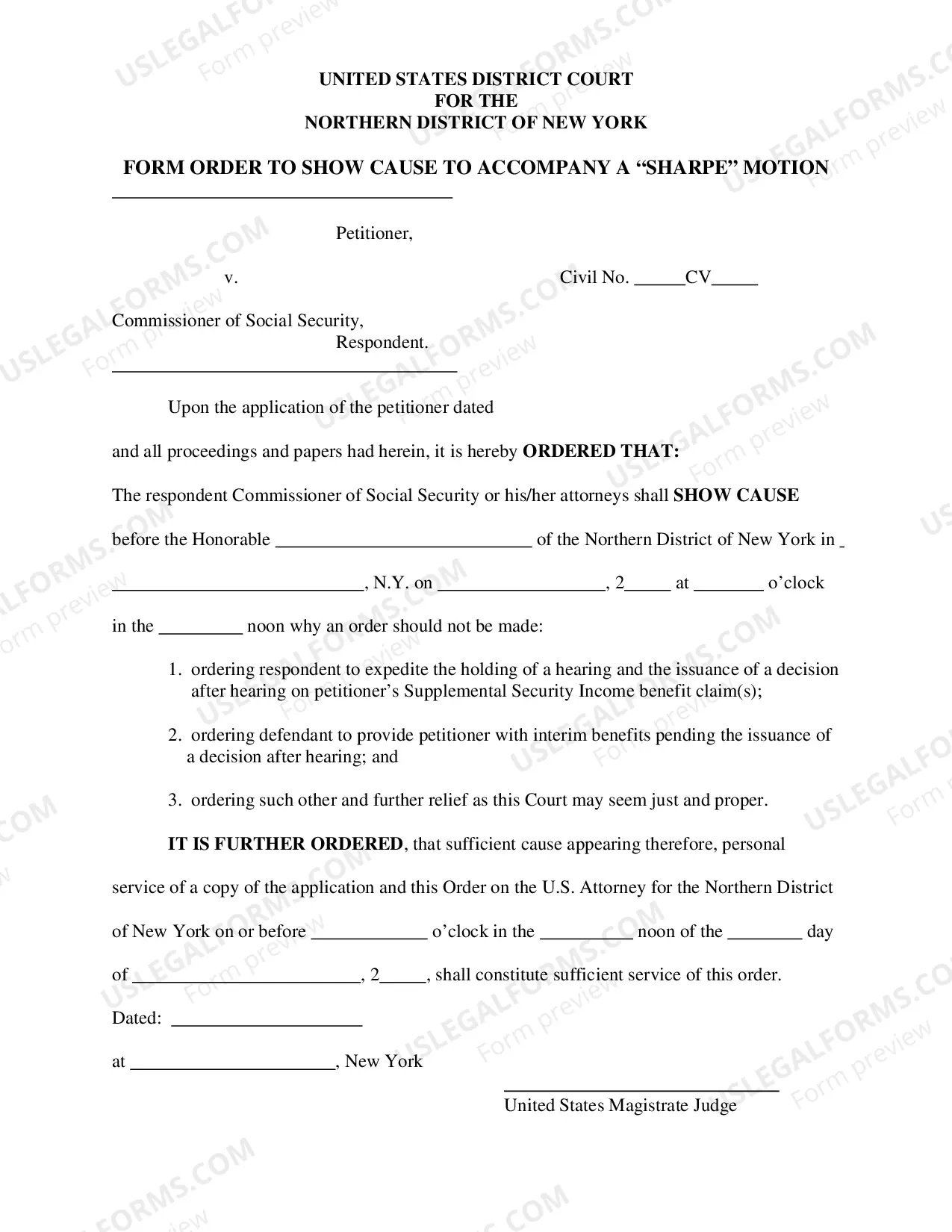 Preview Motion to Mandate Decision and/or Interim Social Security Benefits