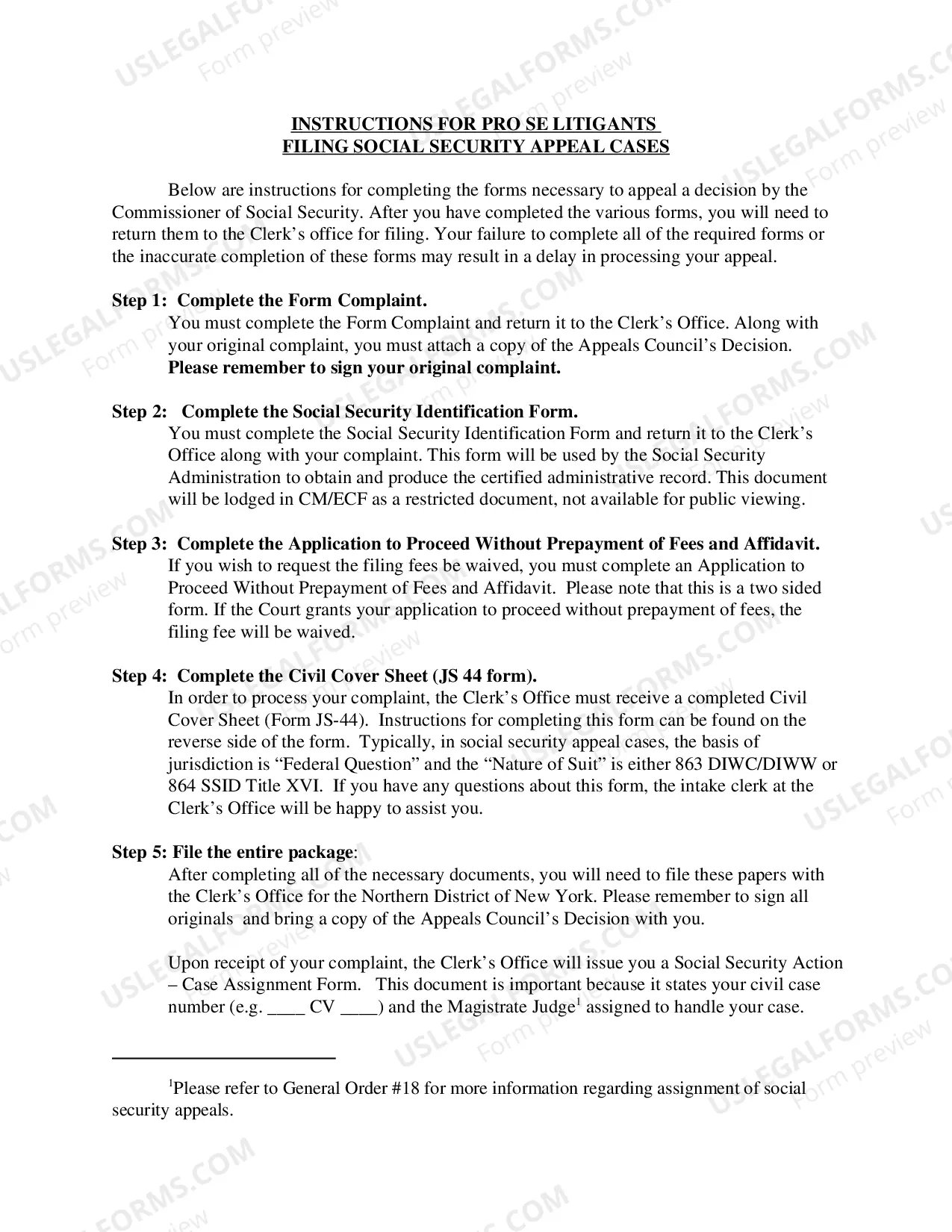 Preview Social Security Appeal - Instruction Packet for Filing a Case