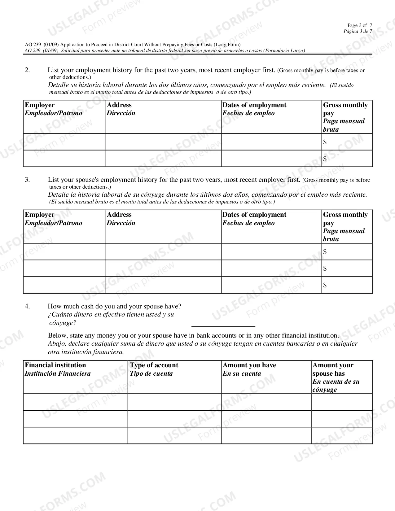 Preview Application to Proceed in District Court Without Prepaying Fees/Costs