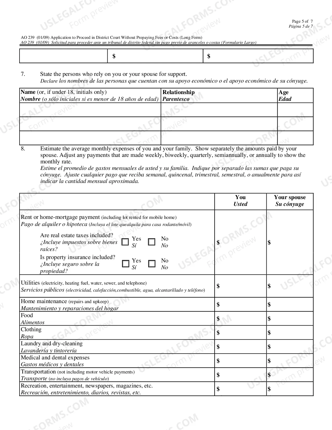 Preview Application to Proceed in District Court Without Prepaying Fees/Costs
