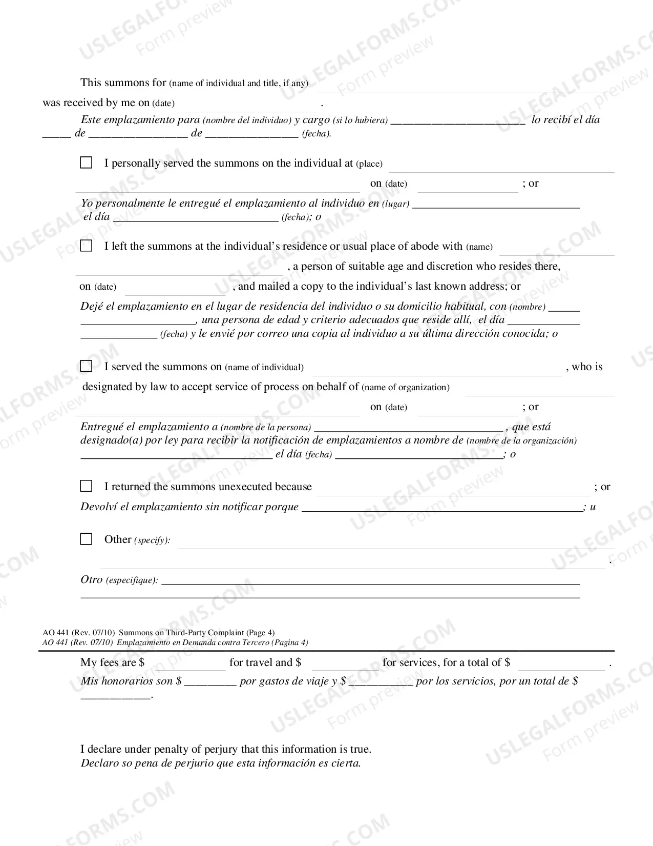 Preview Summons on a Third Party Complaint
