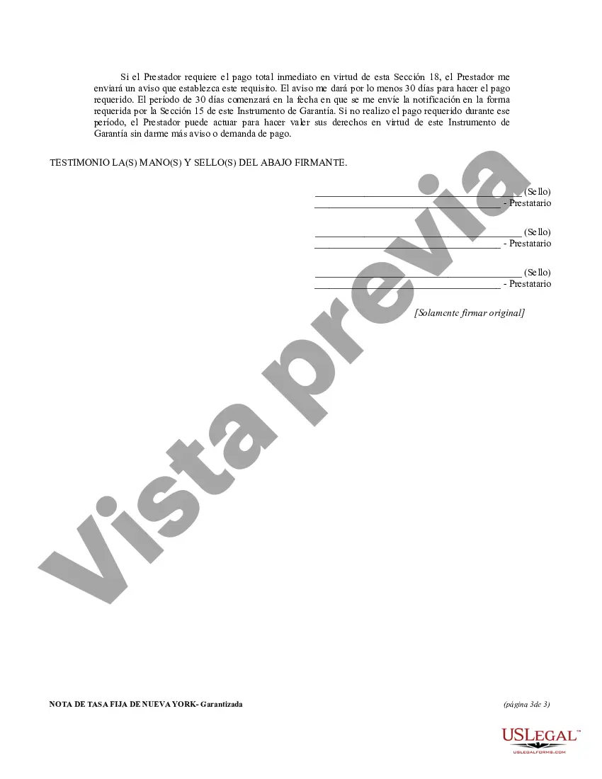 Preview Pagaré garantizado de Nueva York
