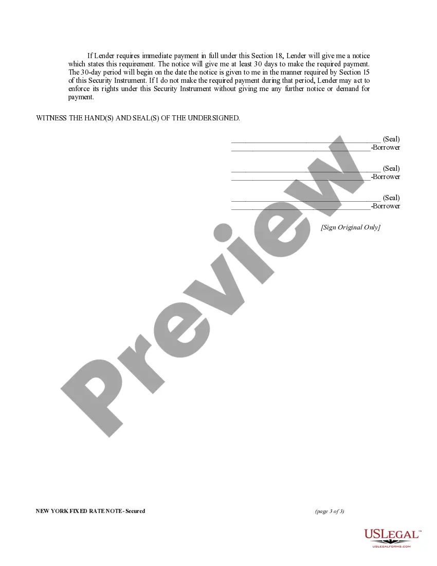 Preview New York Secured Promissory Note