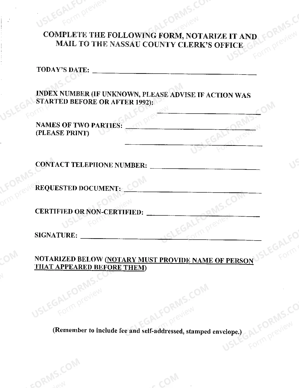 Preview Divorce Document Mail In Request Form