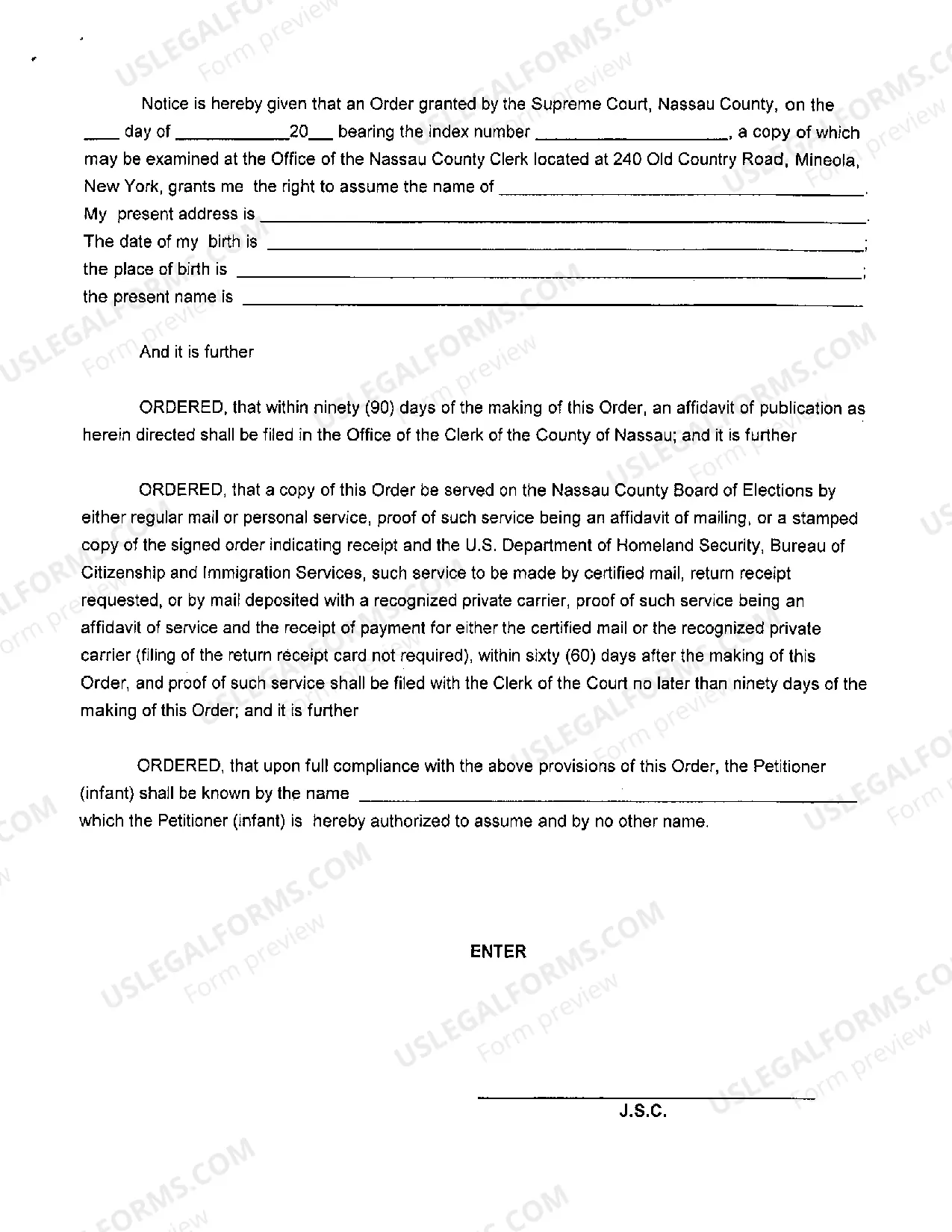 Preview Name Change Proposed Order
