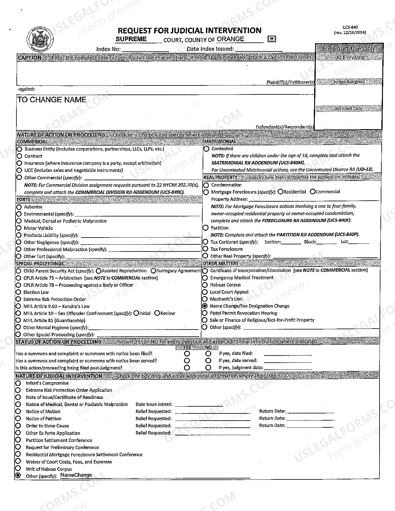 Preview Adult Name Change Packet