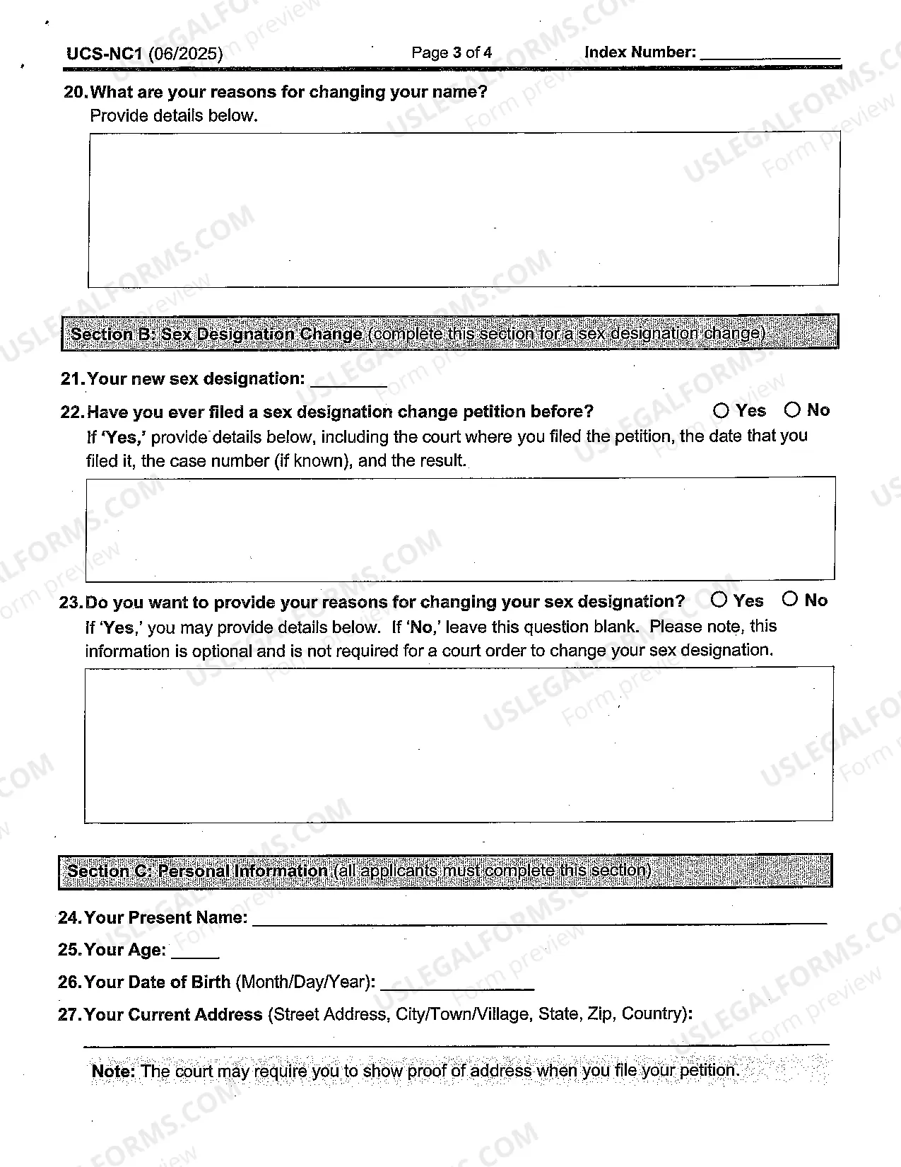 Preview Adult Name Change Packet