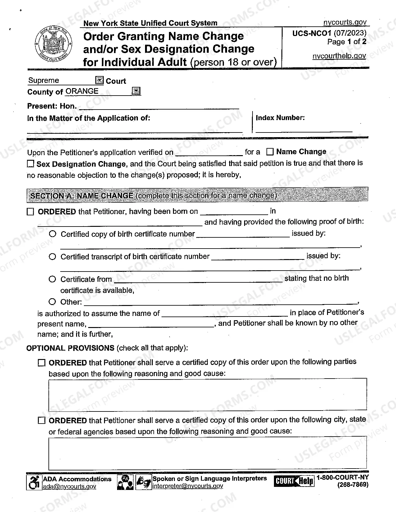 Preview Adult Name Change Packet