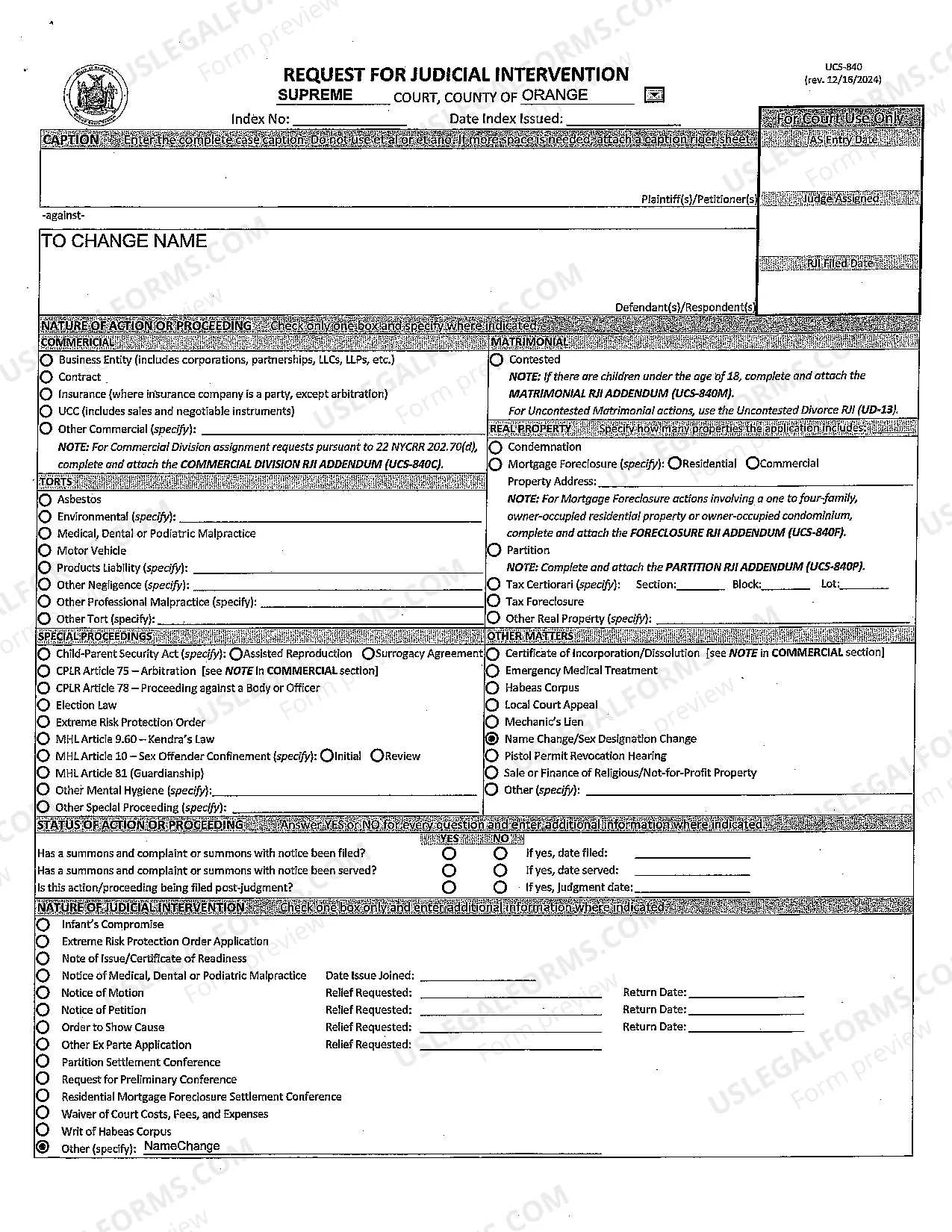 Preview Child Name Change Packet