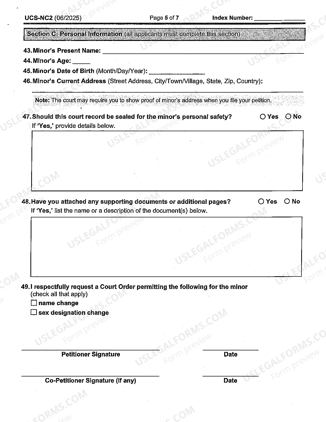 Preview Child Name Change Packet