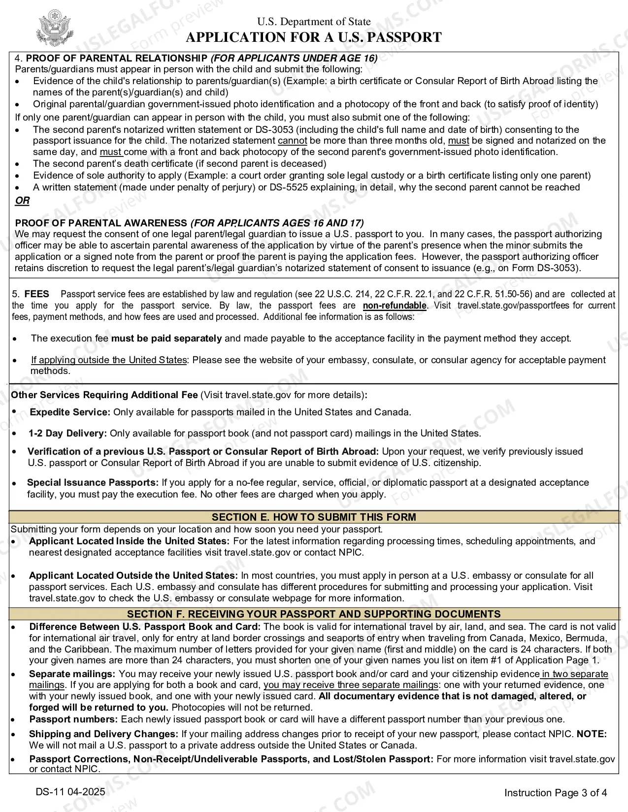 Preview U.S. Passport Application