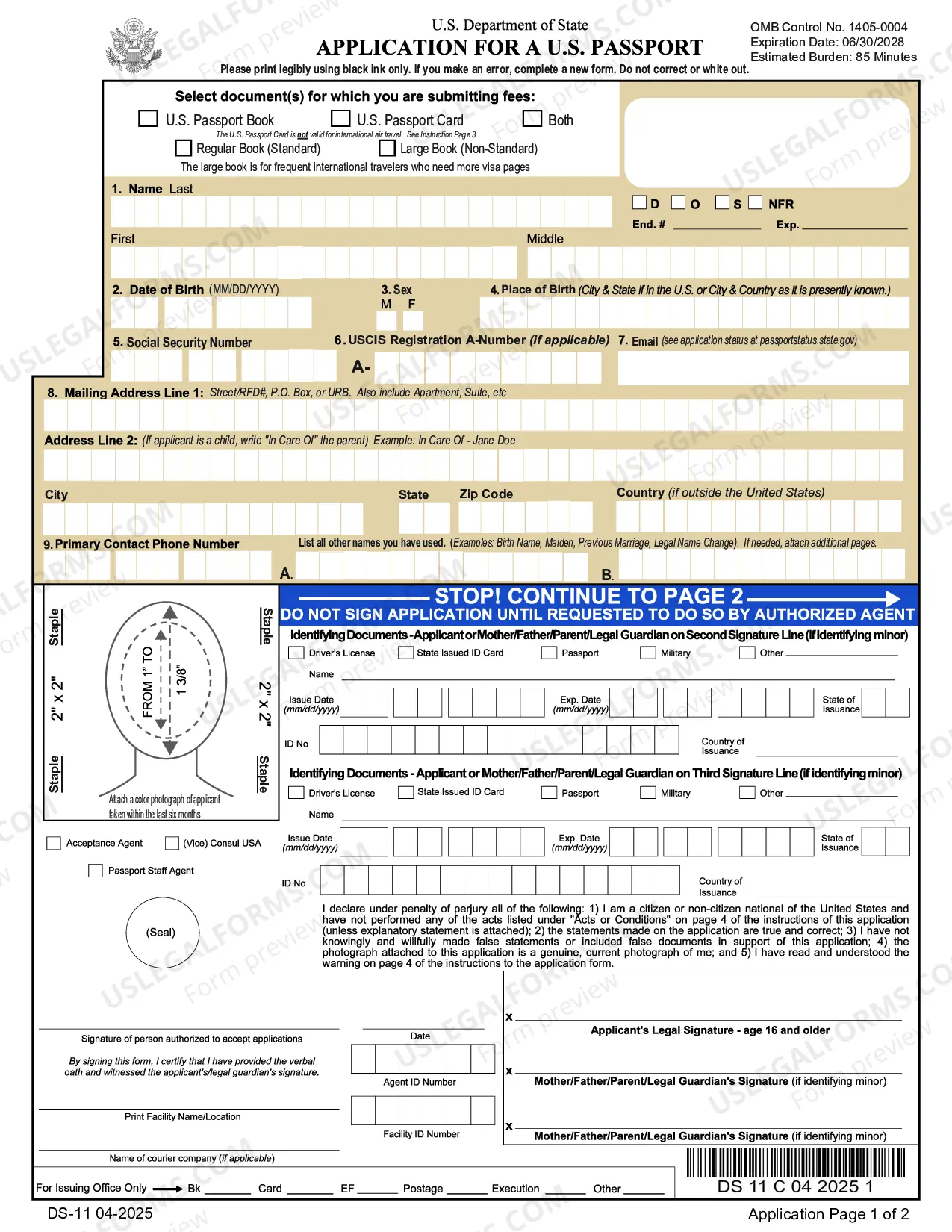 Preview U.S. Passport Application