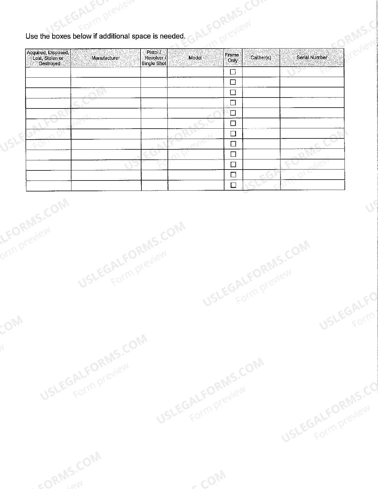 Preview Pistol Permit Firearms Amendment Form