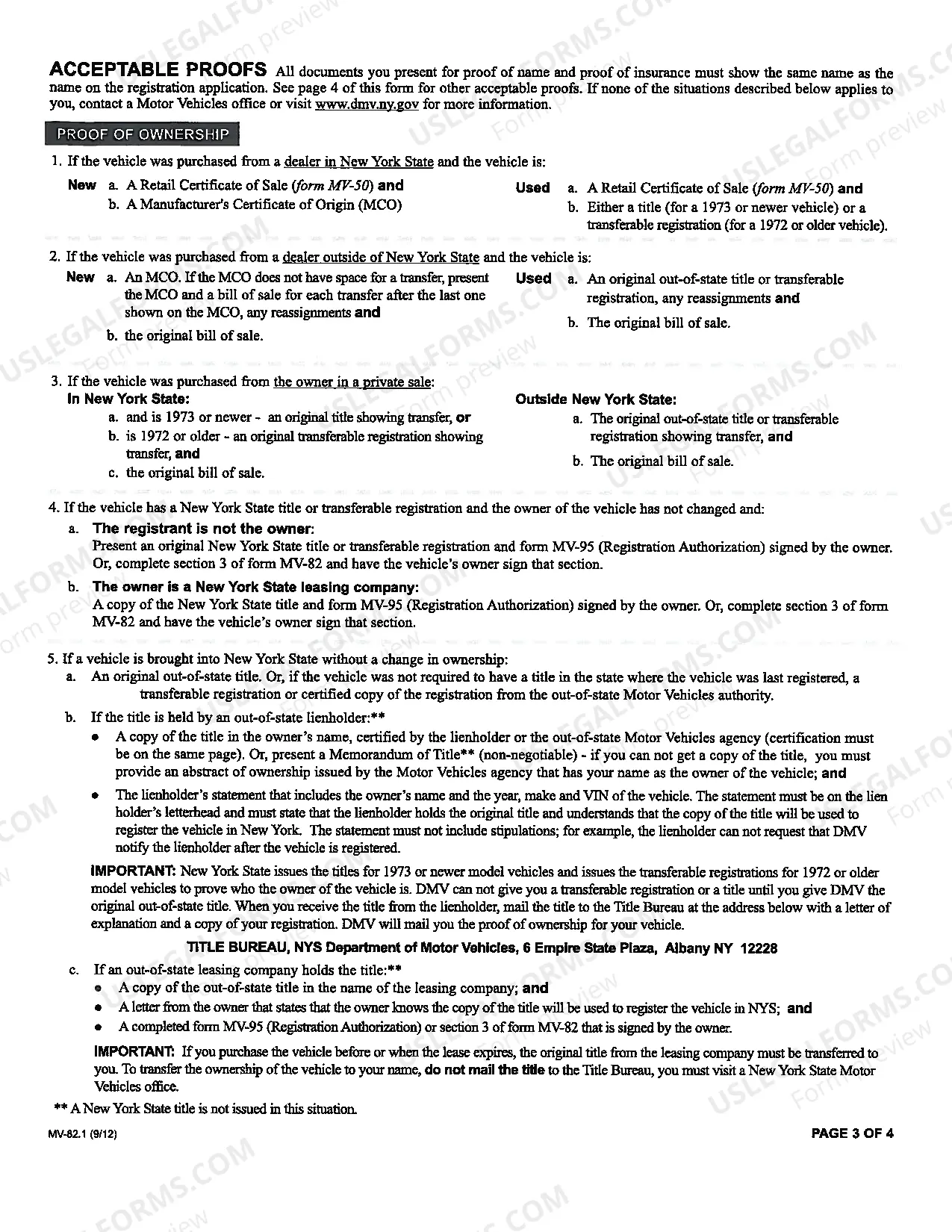 Preview Registering/Titling a Vehicle in New York State