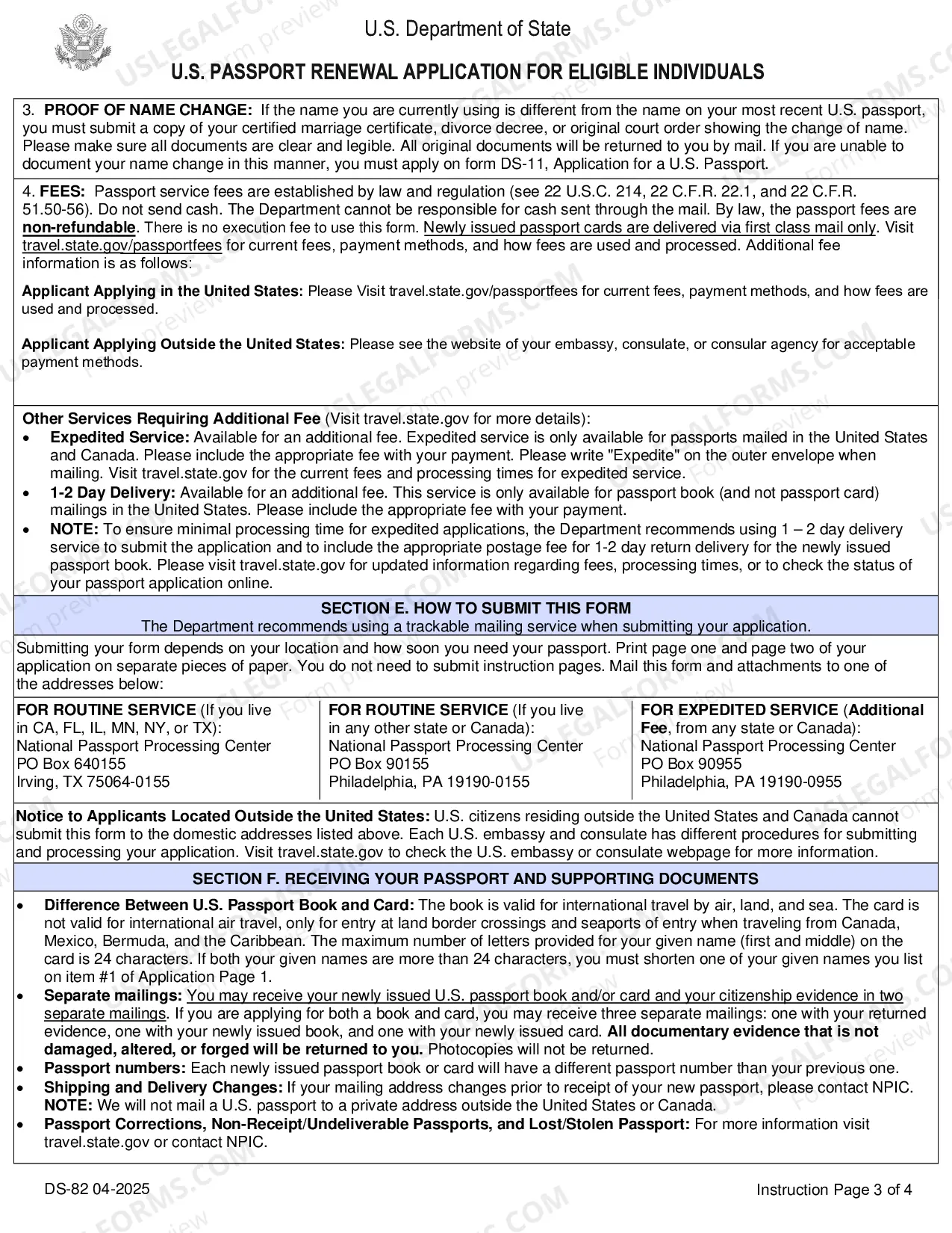 Preview U.S. Passport Renewal Application for Eligible Individuals