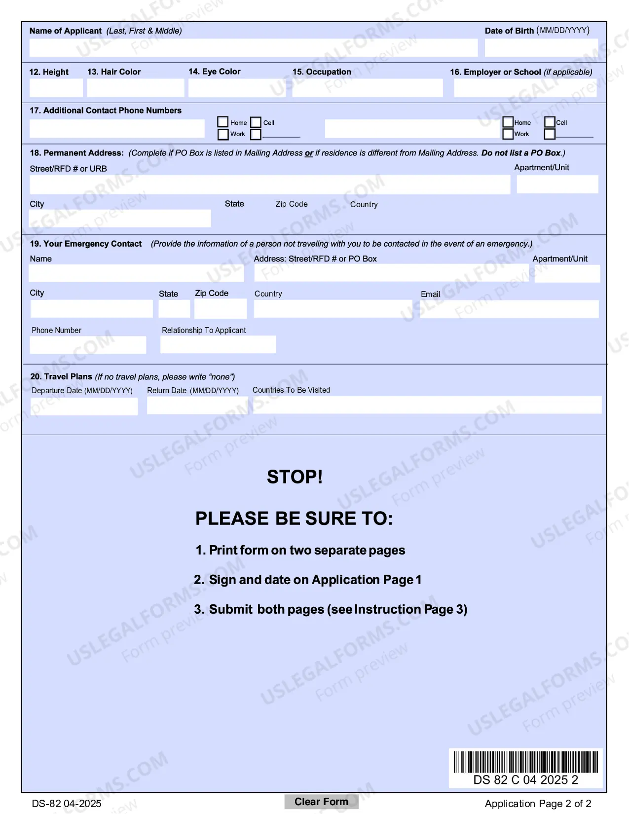 Preview U.S. Passport Renewal Application for Eligible Individuals