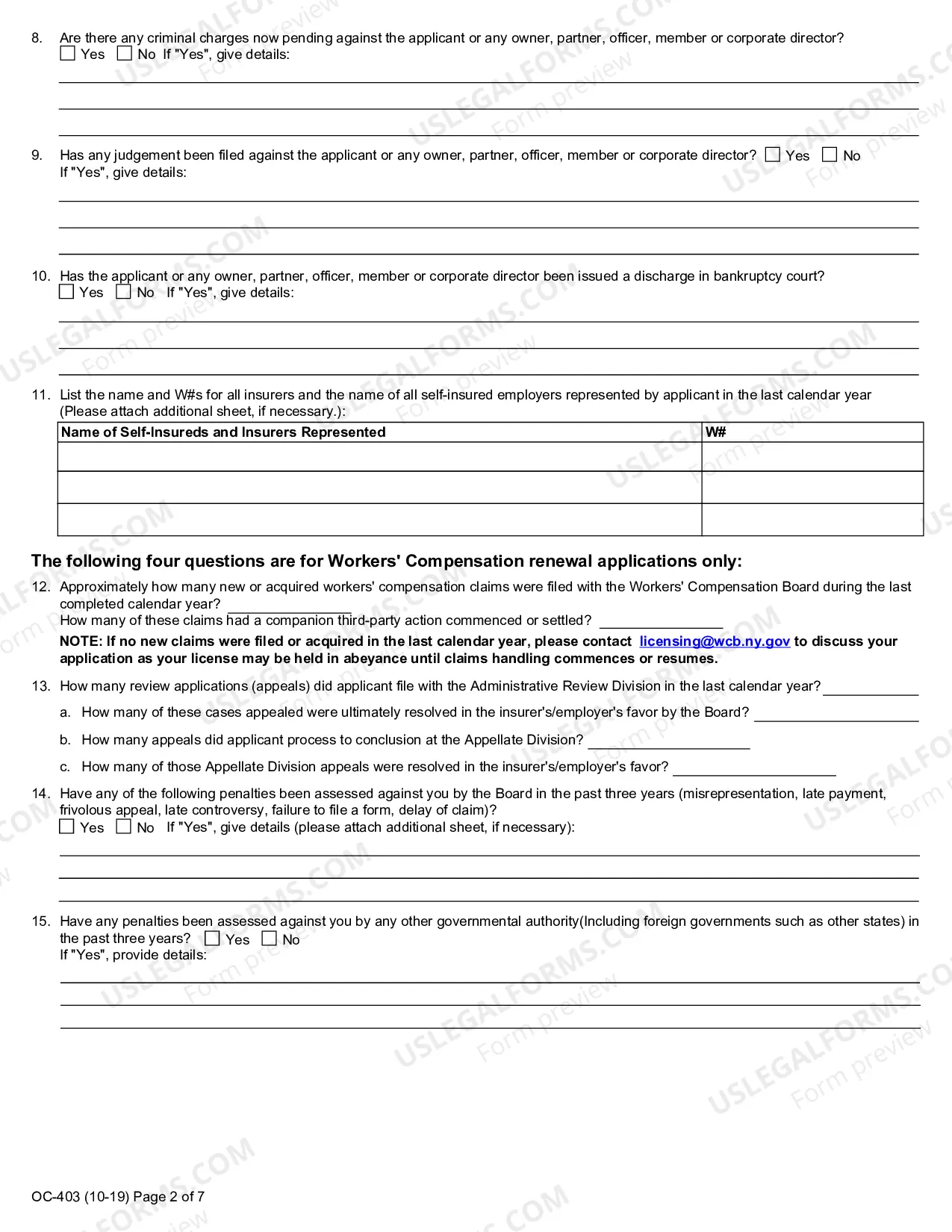 Preview Initial Application For License To Appear On Behalf of Or Represent Carriers And-Or Self-Insurers