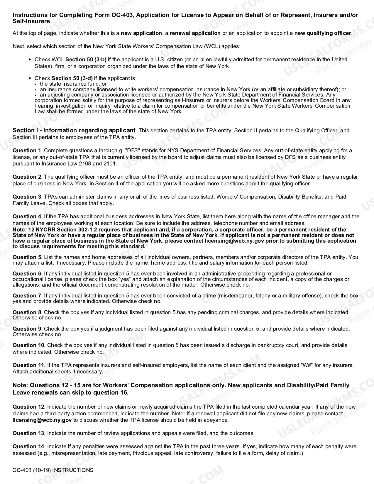 Preview Initial Application For License To Appear On Behalf of Or Represent Carriers And-Or Self-Insurers