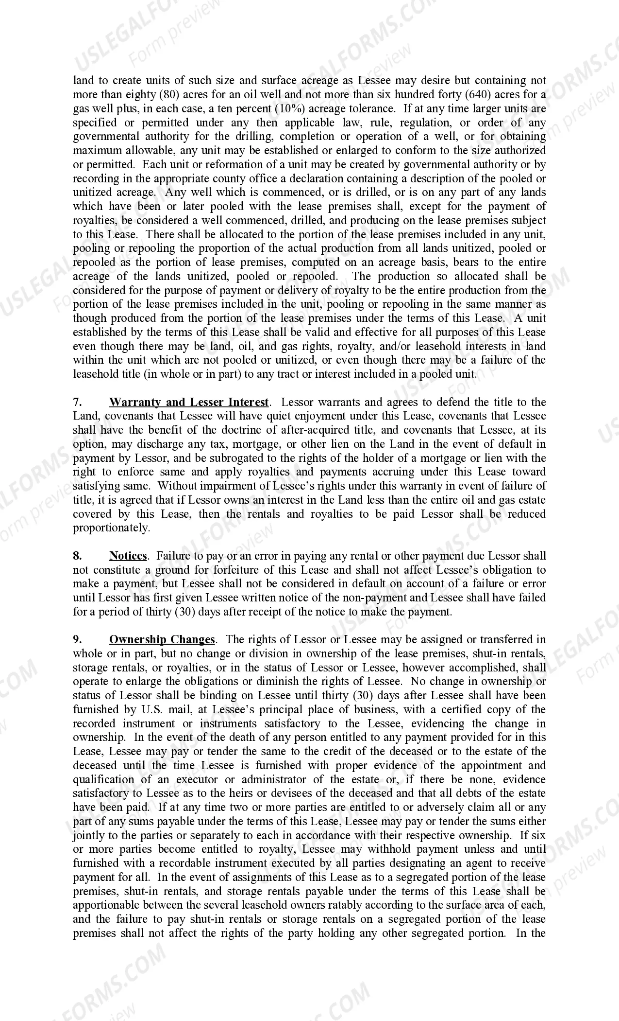 Preview Rental Lease Pooling Provision