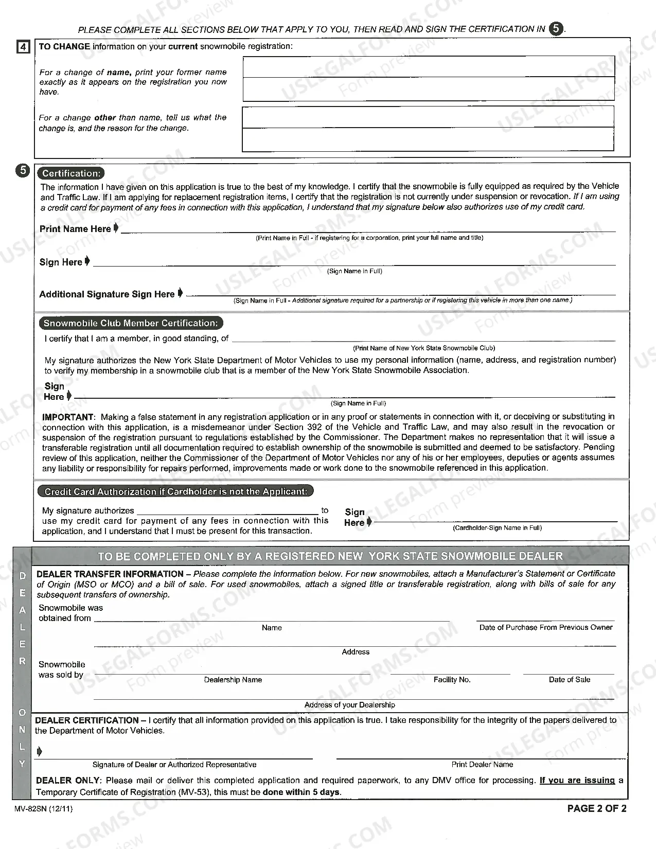 Preview Snowmobile Registration Application MV-82SN