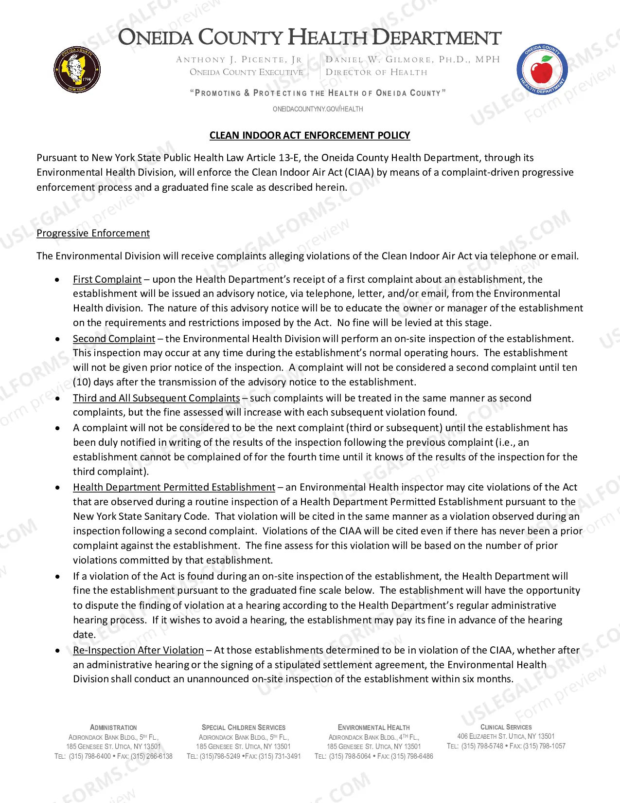 Preview Clean Indoor Air Act Enforcement Policy