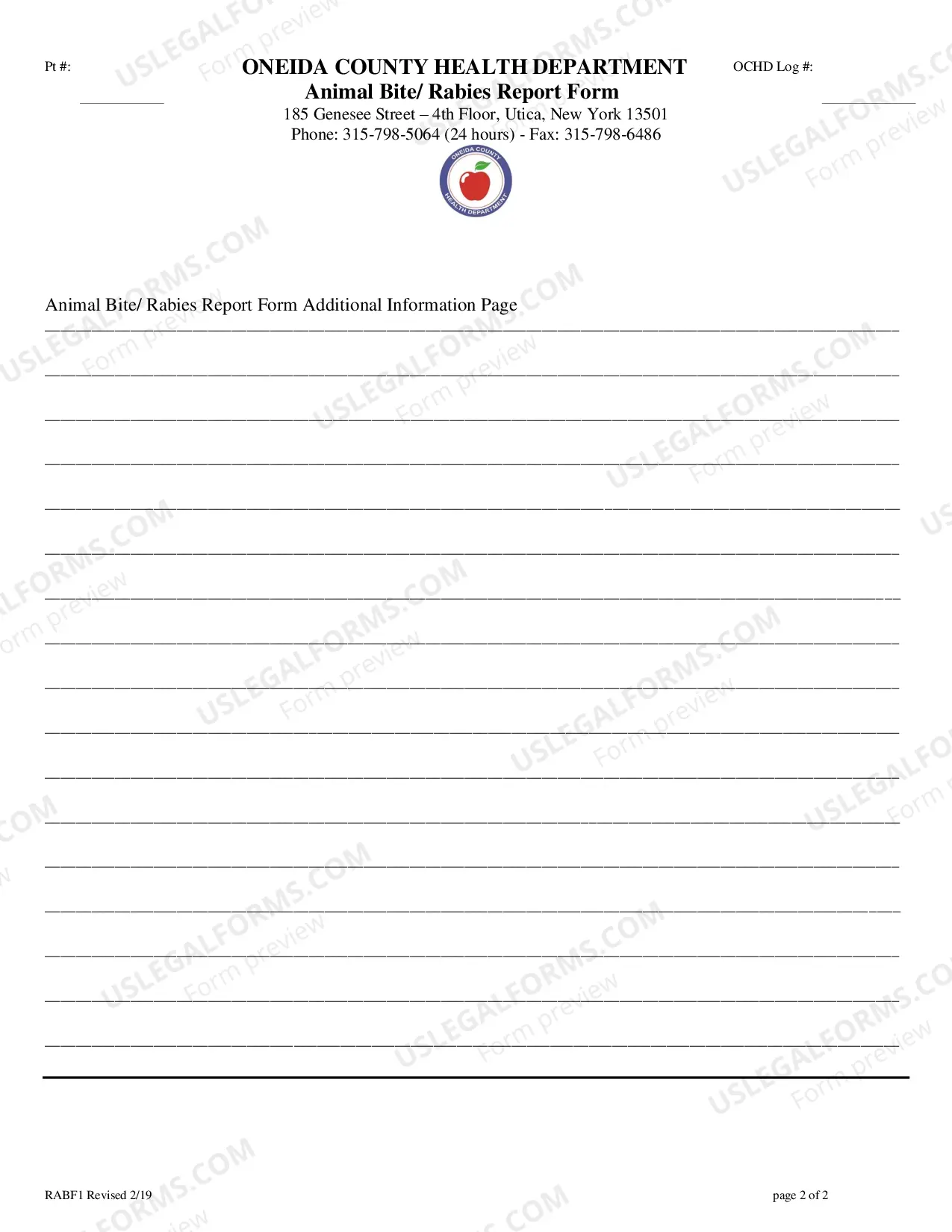 Preview Animal Bites / Rabies Report Form