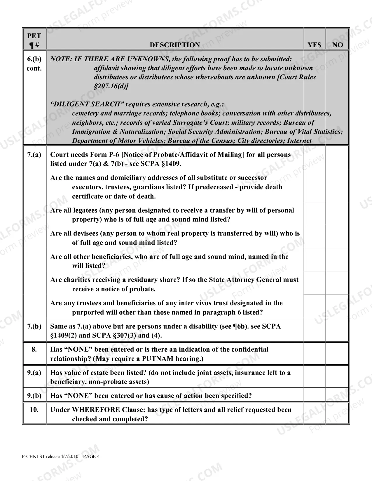 Preview Probate Proceeding Checklist