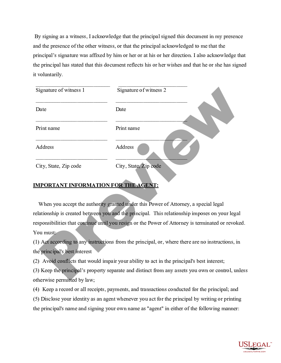 page 5 General Power of Attorney for Care and Custody of Child or Children preview