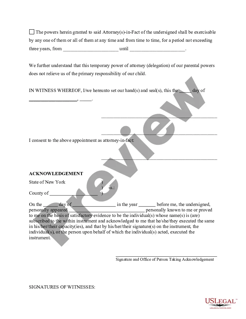 Preview General Power of Attorney for Care and Custody of Child or Children