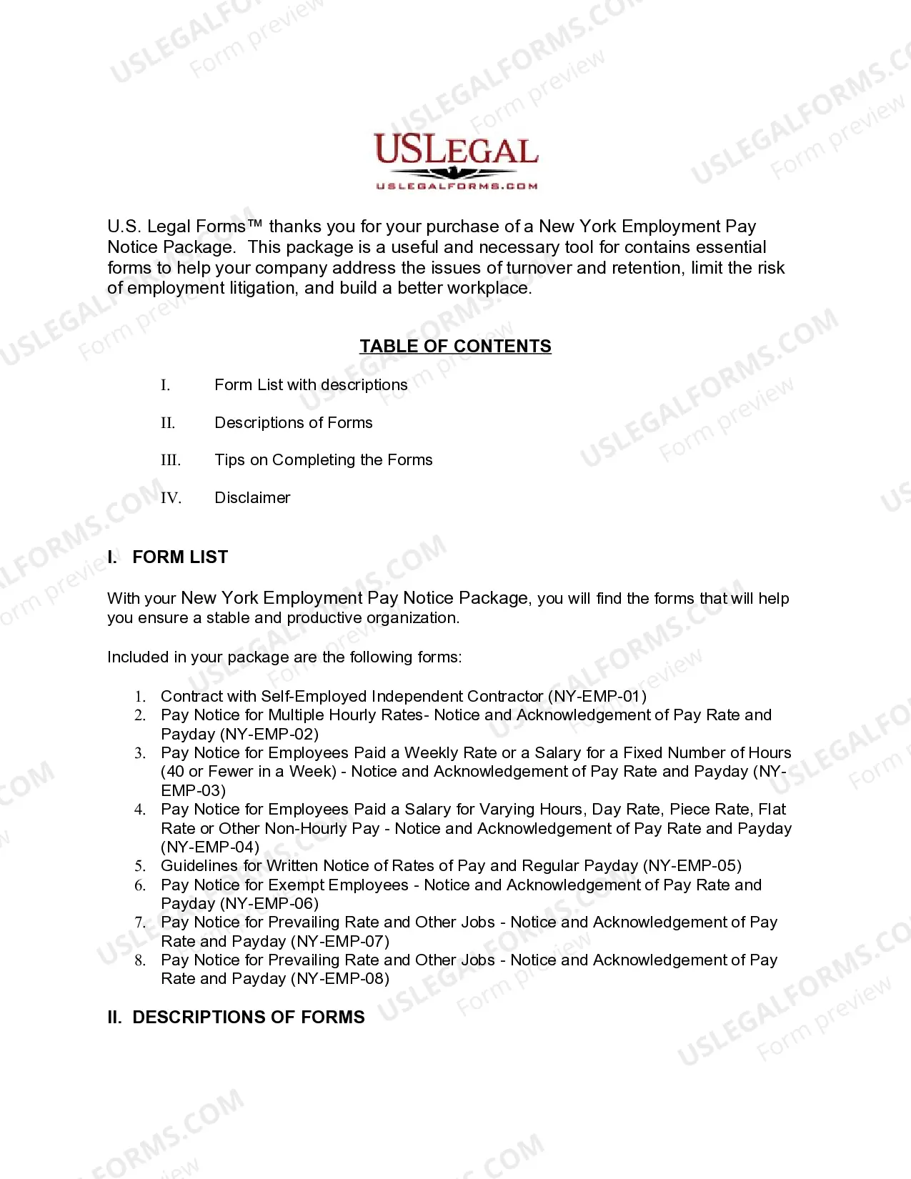 Preview New York Employment Pay Notice Package