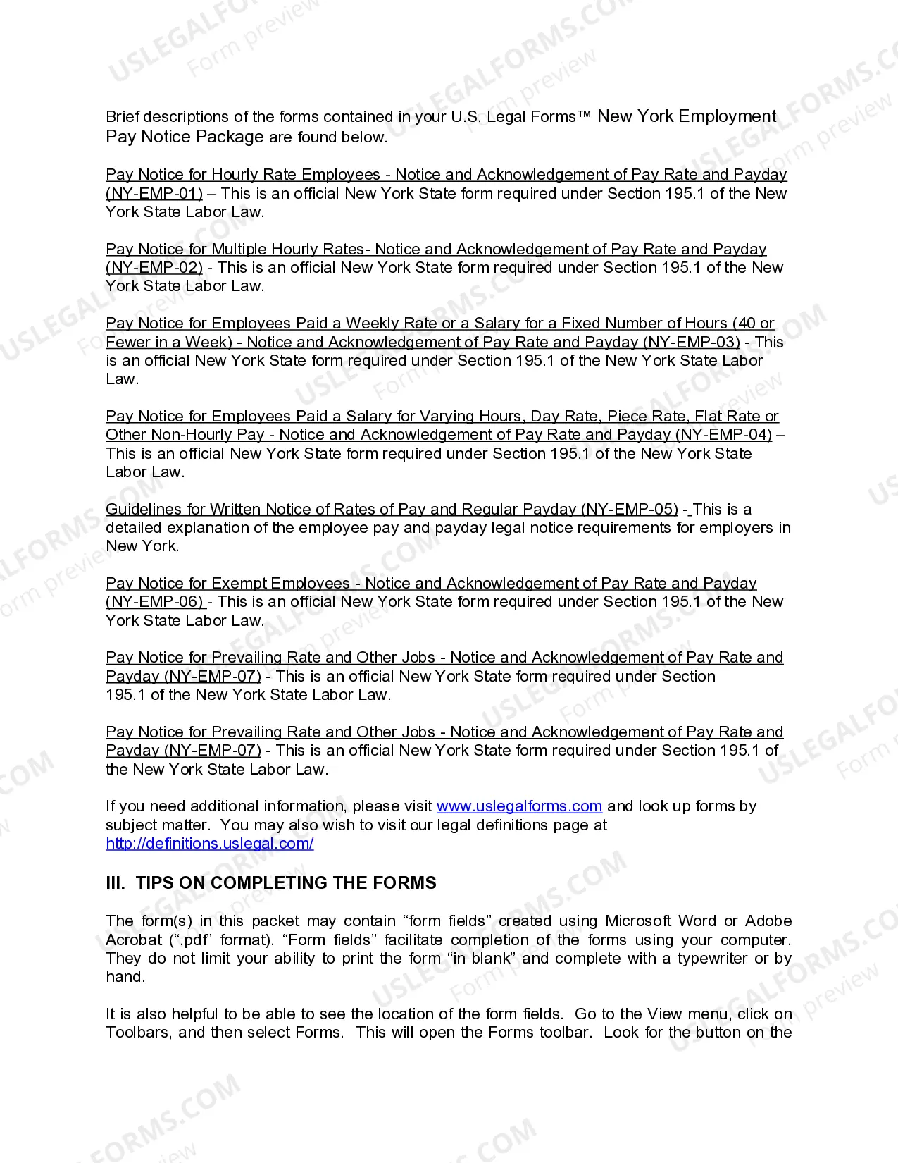 Preview New York Employment Pay Notice Package