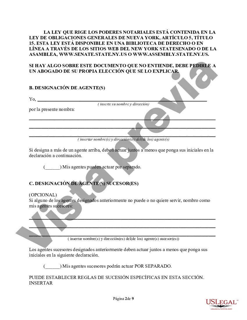 Preview Poder legal duradero - Disposiciones duraderas
