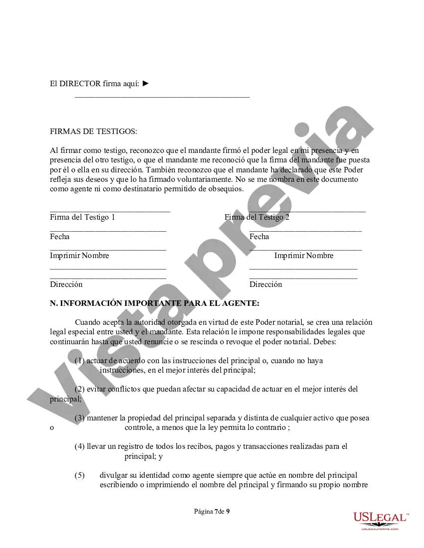 Preview Poder legal duradero - Disposiciones duraderas