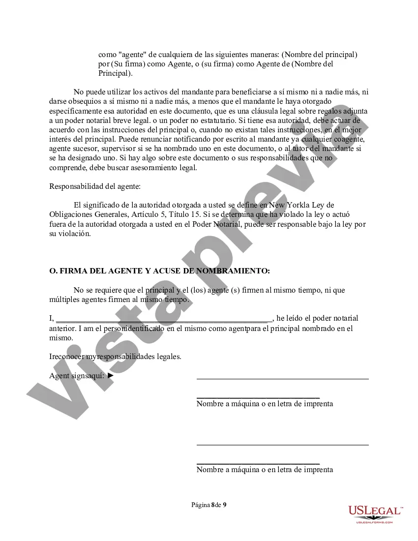 Preview Poder legal duradero - Disposiciones duraderas