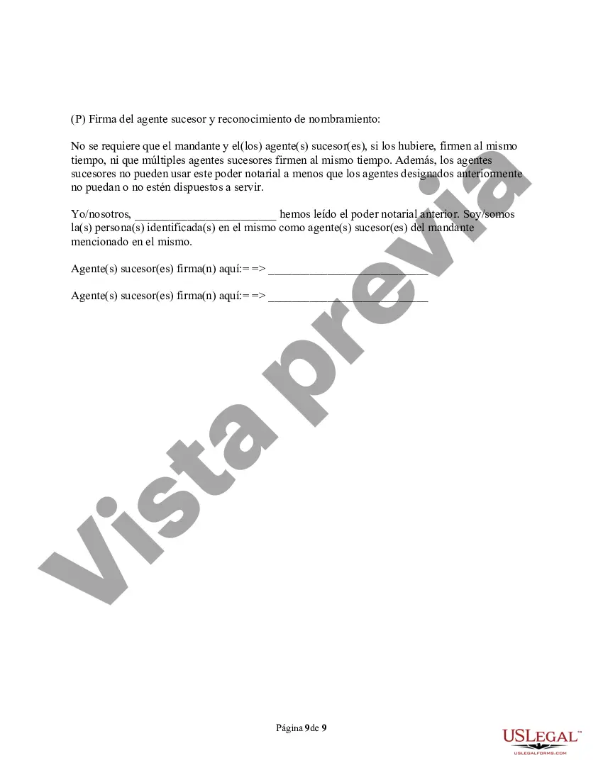 Preview Poder legal duradero - Disposiciones duraderas