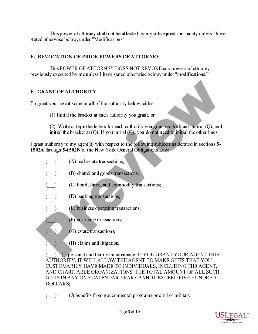 Preview Statutory Durable Power of Attorney - Durable Provisions