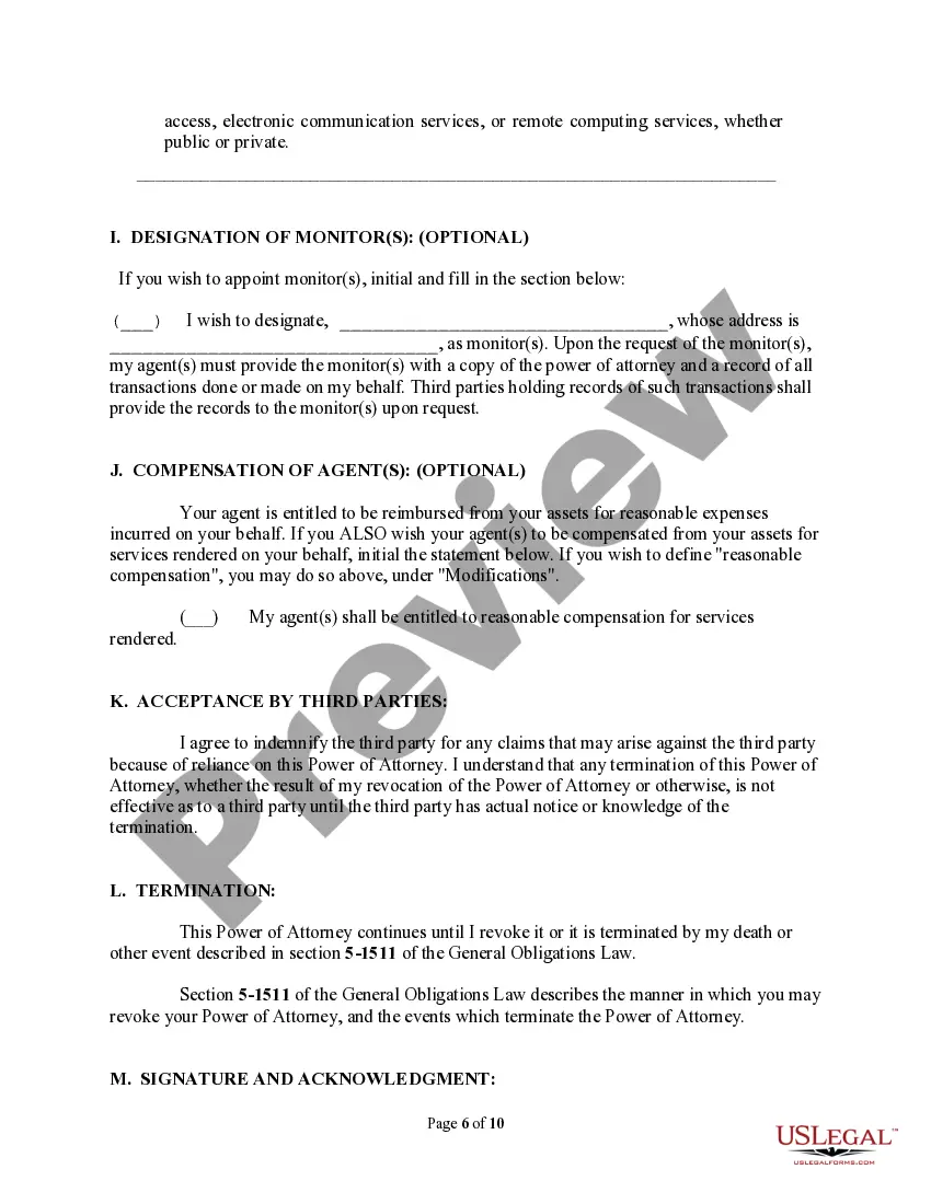 Preview Statutory Durable Power of Attorney - Durable Provisions