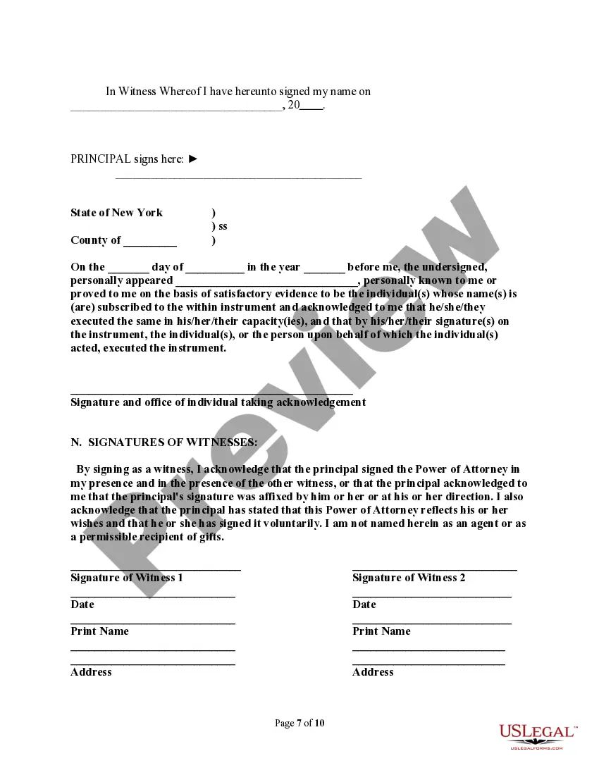 Preview Statutory Durable Power of Attorney - Durable Provisions