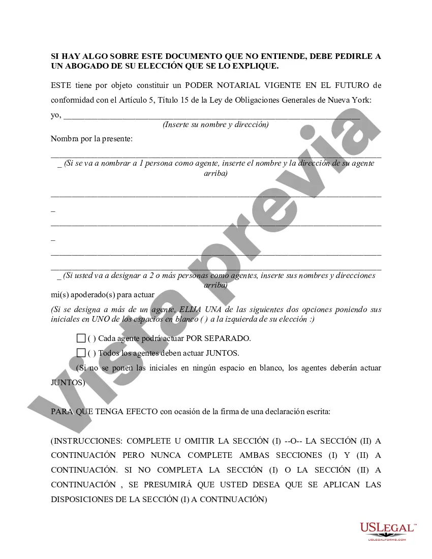 Preview Poder notarial general duradero efectivo en un momento futuro - también conocido como poder notarial de primavera