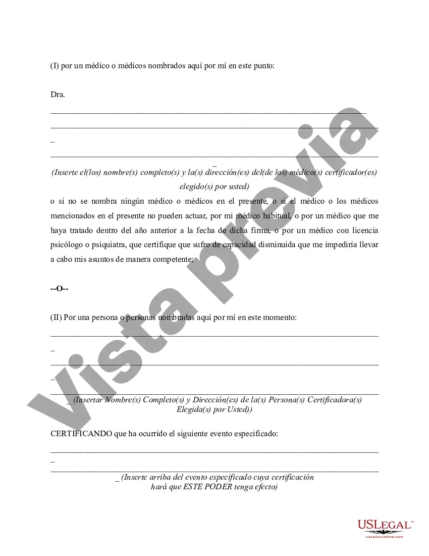 Preview Poder notarial general duradero efectivo en un momento futuro - también conocido como poder notarial de primavera